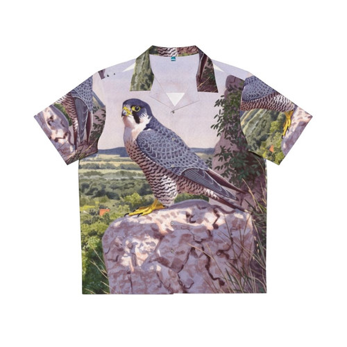 Peregrine falcon Hawaiian shirt with watercolor bird art