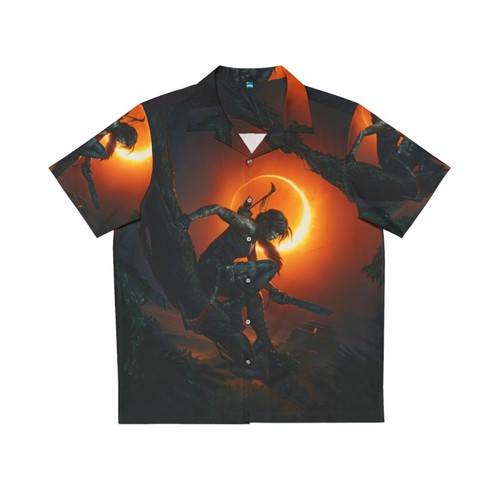 Tomb Raider Hawaiian Shirt with video game character design