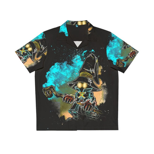 Final Fantasy Hawaiian Shirt with Cloud Strife and Black Mage Cosmos Design