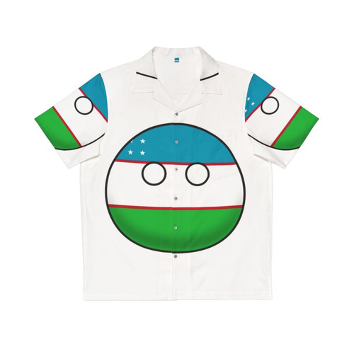 Uzbekistan Countryball Hawaiian Shirt with Uzbekistan Flag and Cultural Motifs