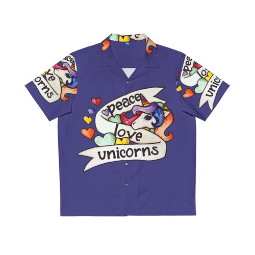 Retro peace love unicorns Hawaiian shirt
