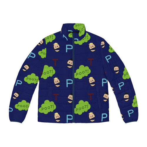 Terrance and Phillip inspired puffer jacket with South Park themed design