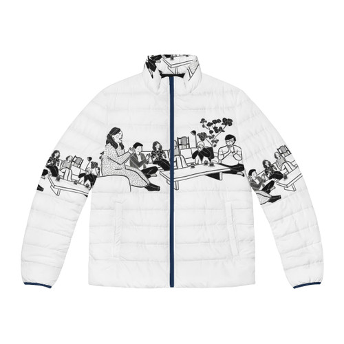 Terrace House Japan inspired black and white line art puffer jacket