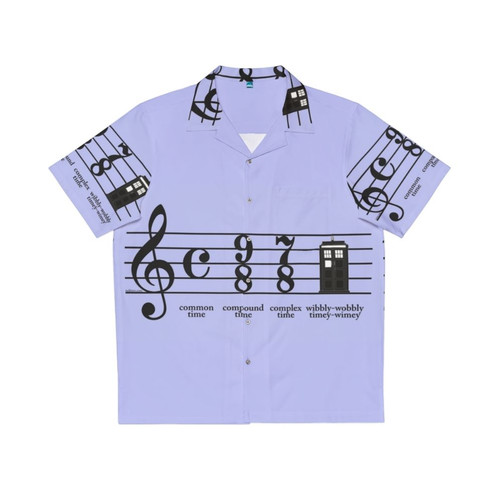 Timey Wimey Whovian Hawaiian Shirt with Musical Notes