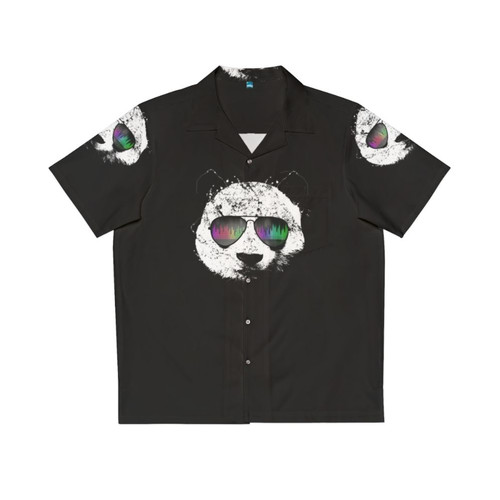 Panda wearing sunglasses and a vibrant Hawaiian shirt
