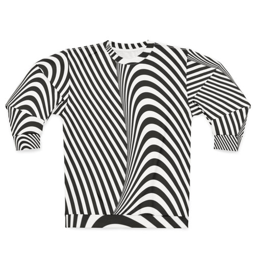 Optical illusion wave black and white sweatshirt