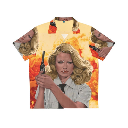 Tiffany blue Hawaiian shirt with tropical print