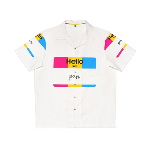 Retro Pan Am Inspired Hawaiian Shirt with Pan Pride Name Tag Design