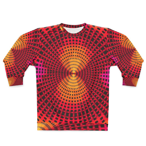 Concentric Grid Sweatshirt with Geometric, Abstract Pattern