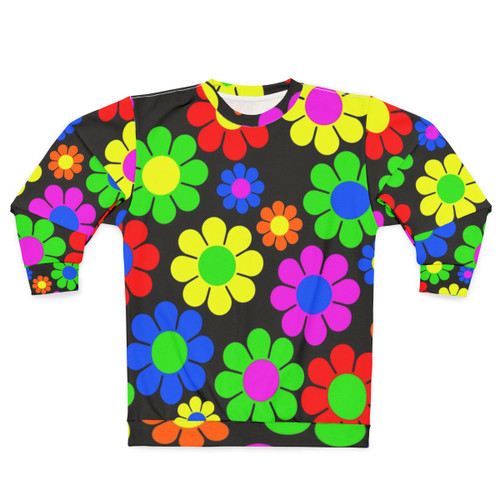Retro hippie daisy flower pattern sweatshirt