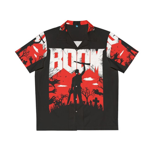 Evil Dead Boomstick Hawaiian Shirt featuring Bruce Campbell