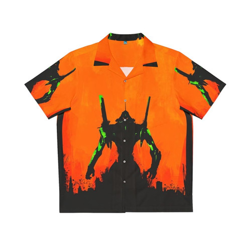 Minimalist Evangelion Hawaiian Shirt with Robot Silhouette