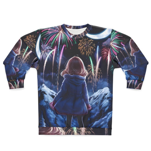Vibrant anime fireworks sweatshirt with a colorful fantasy design