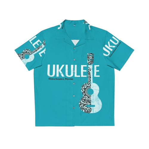 Ukulele Tattoo Hawaiian Shirt with Polynesian Floral Pattern