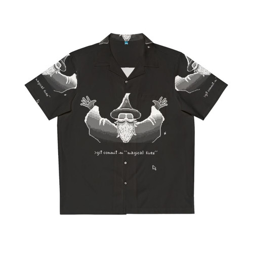 Git Wizard Hawaiian Shirt featuring pixel art design
