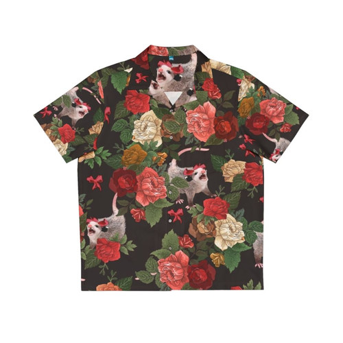 Opossum Floral Hawaiian Shirt - Funny, Screaming Meme Animal Print