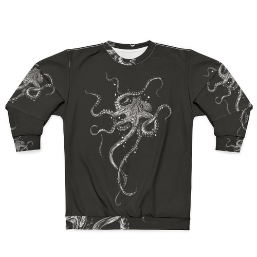 Octopus-themed black and white sweatshirt