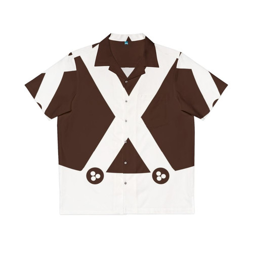 Oompa Loompa themed Hawaiian shirt with chocolate and candy graphics