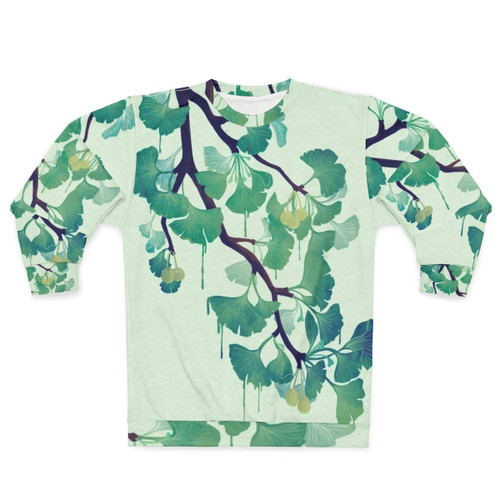 Ginkgo tree leaf inspired green sweatshirt