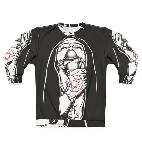 Satanic Nun Satan Sweatshirt with Pentagram and 666 Graphic