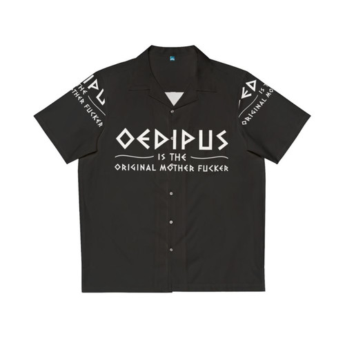 Oedipus, the legendary king of Thebes, featured on a Hawaiian shirt