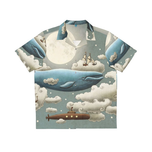 Enchanting 'Ocean Meets Sky' Hawaiian Shirt with nautical and whimsical digital illustration