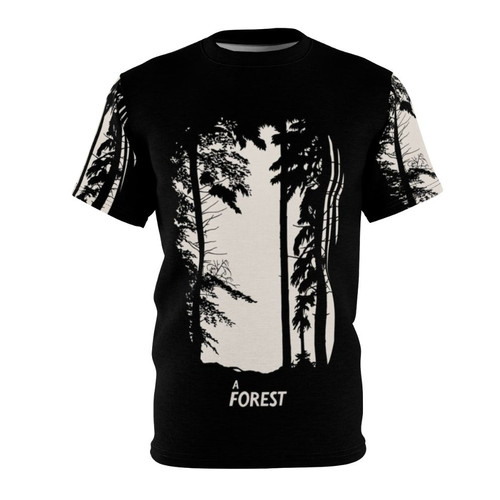 Retro gothic t-shirt design inspired by The Cure's classic song 'A Forest'