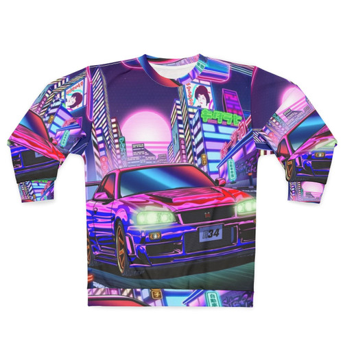 Nissan Skyline GTR R34 vaporwave style sweatshirt