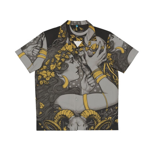 Enchanting witch Hawaiian shirt with gothic floral and skull pattern