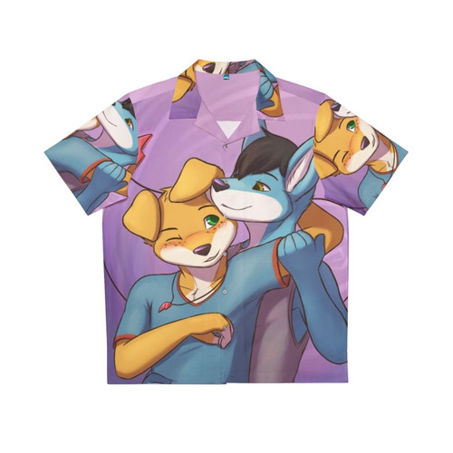 Tropical Hawaiian shirt featuring Weekend 1 cover art design with furry couple