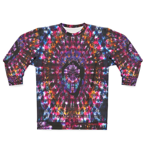 Nicolas Cage tie dye sweatshirt with Shambhala music festival design