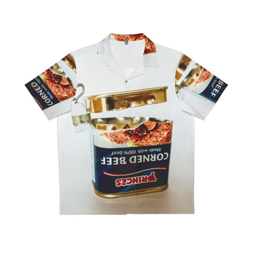 Empty tin of corned beef Hawaiian shirt