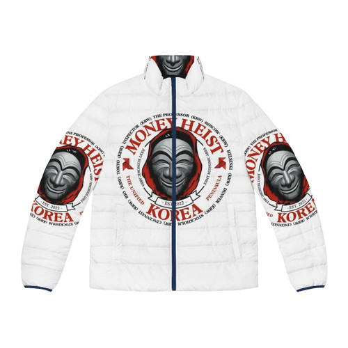 Money Heist Korea Joint Economic Area Puffer Jacket with Bella Ciao design
