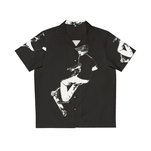Tropical Hawaiian shirt with stunt scooter and extreme sports motif