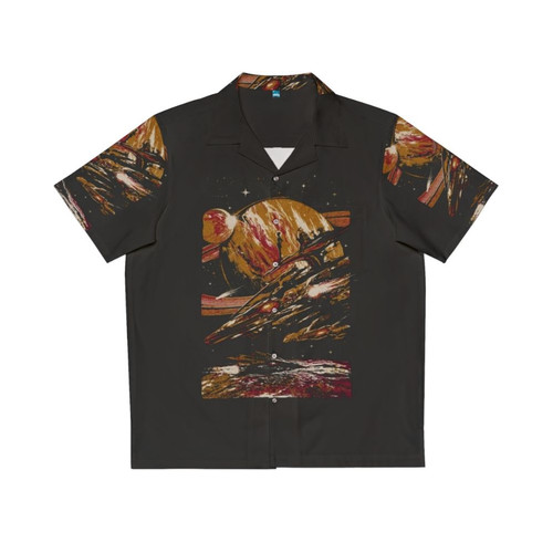 Futuristic sci-fi Hawaiian shirt with space-themed graphics