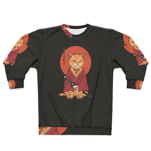 Neko Battousai Anime Samurai Sweatshirt with Japanese Art and Ukiyo-e Design