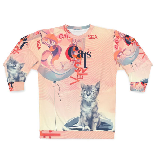 Sweatshirt with hand-drawn cat in a fantasy universe