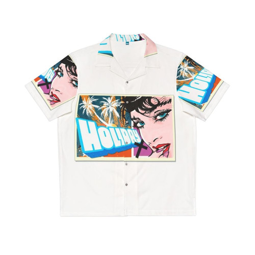 Tropical Hawaiian floral print holiday shirt