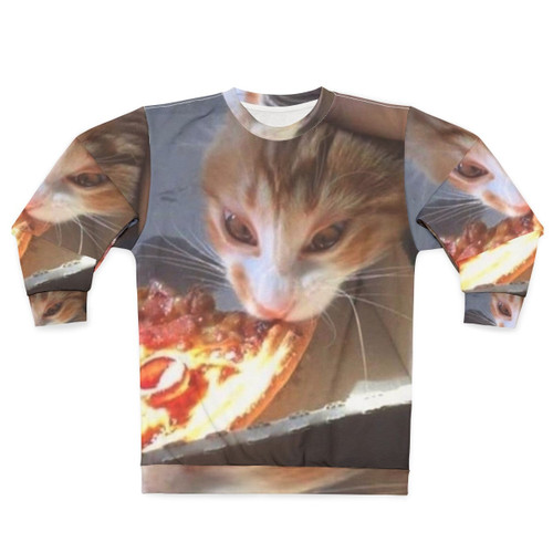 Cat Licking Pizza Sweatshirt
