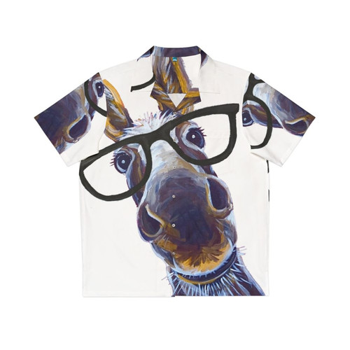 funny smart donkey with glasses hawaiian shirt art