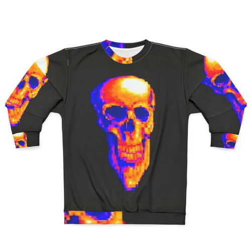 MDE Sweatshirt with Pixel Art Skull and Death Design