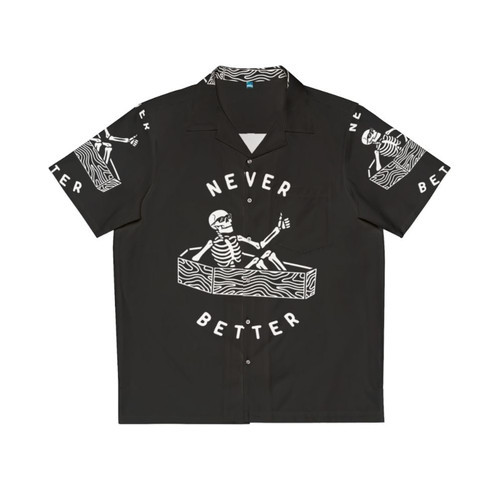 Never Better Black & White Skull Hawaiian Shirt