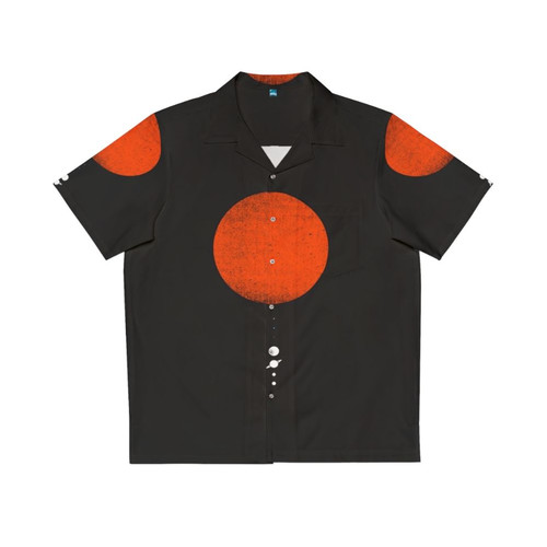 Minimal solar system hawaiian shirt with planet graphics