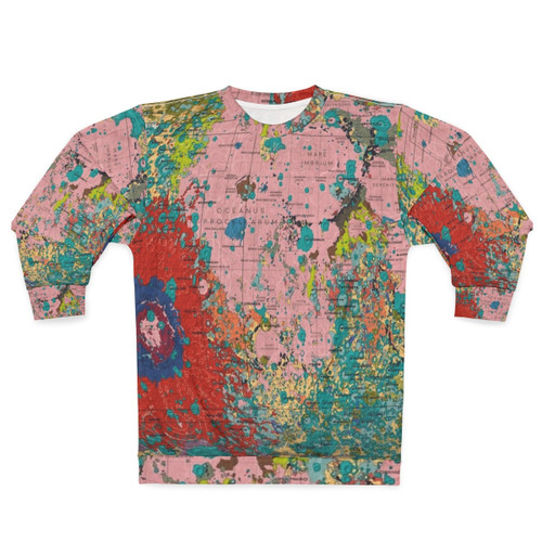 Geology of the Moon Sweatshirt featuring an educational infographic design