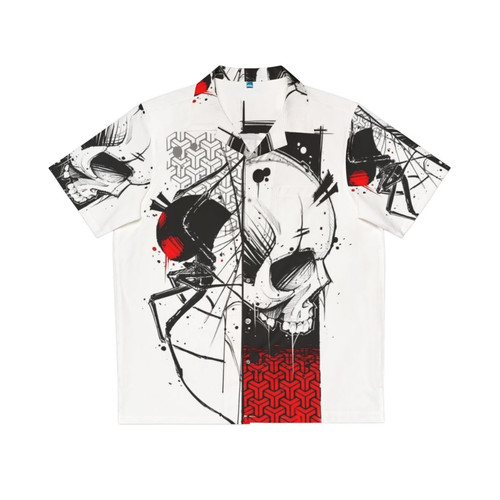 Cyberpunk skull spider Hawaiian shirt with urban goth style