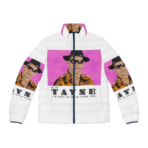 A person wearing the Tayne Puffer Jacket, dancing and entertaining