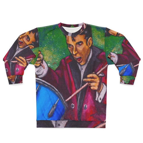 Gene Krupa Drummer Sweatshirt with Jazz Musician Graphic