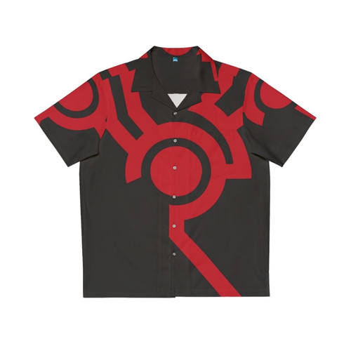 Techno dot hawaiian shirt with minimalist circuit board design