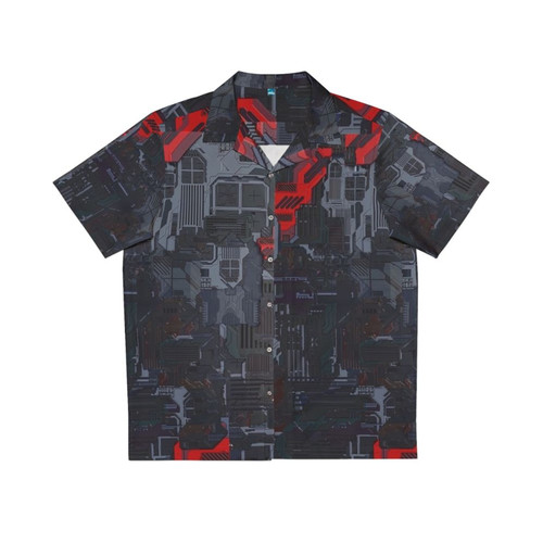 Tech Design Hawaiian Shirt with Electronic Circuit Board Pattern