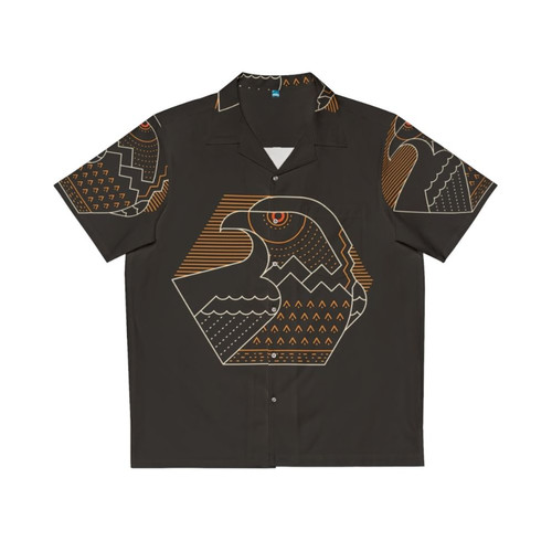 Earth Guardian Hawaiian Shirt with minimalist design of bird of prey